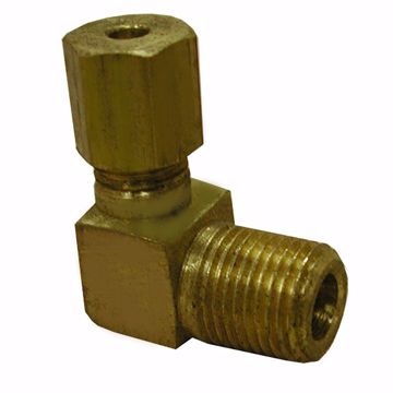 Picture of 1/2" x 3/8" Brass Compression x MIP 90° Elbow