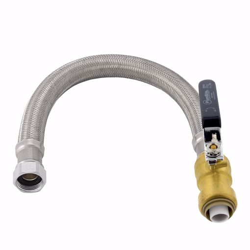 Picture of 1/2" x 3/4" FIP x 18" PlumBite® Push On Water Heater Connector with Ball Valve