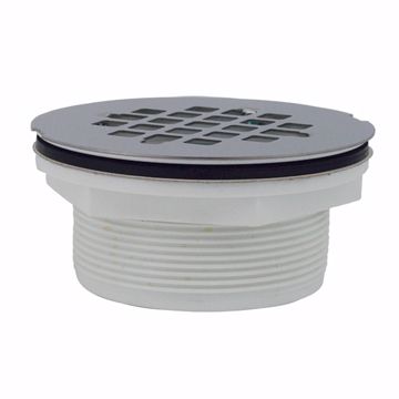 Picture of 2" No Caulk Shower Stall Drain with Plastic Body and Stainless Steel Strainer