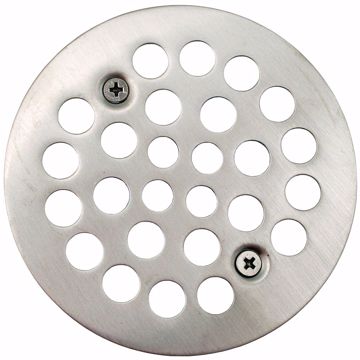 Picture of Brushed Nickel 4-1/4" Strainer with Screws for Fiberglass Shower Stall