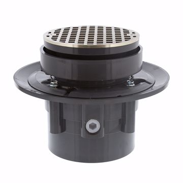 Picture of 4" LevelBest® Complete Heavy Duty Drain System with 3-1/2" Plastic Spud and 5" Nickel Bronze Strainer