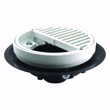 Picture of 3" Heavy Duty Traffic PVC Floor Drain with Half Plastic Grate and Ring