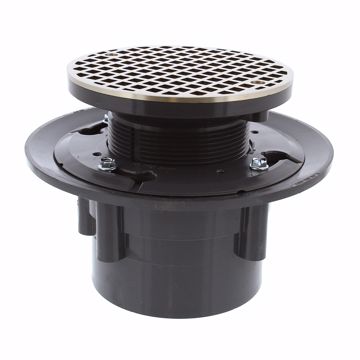 Picture of 4" LevelBest® Complete Heavy Duty Drain System with 3-1/2" Plastic Spud and 6" Nickel Bronze Strainer