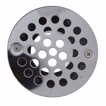 Picture of 2" PVC Shower Drain with 2" Plastic Spud and 4" Round Stainless Steel Strainer