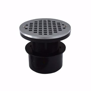 Picture of 3” ABS Inside Pipe Fit Adjustable General Purpose Drain with Chrome Plated Strainer