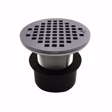 Picture of 2" ABS Over Pipe Fit Drain Base with 2" Metal Spud and 6" Chrome Plated Strainer