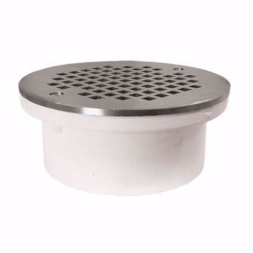 Picture of 4" General Purpose PVC Drain with 6" Chrome Plated Round Strainer