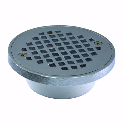 Picture of 2" x 3" General Purpose ABS Drain with 4-1/4" Chrome Plated Round Strainer with Ring