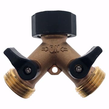 Picture of Brass Garden Hose Wye with Plastic Shut-Off Levers