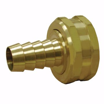 Picture of 3/4" FHT Swivel x 1/2" Hose Barb Brass Garden Hose Adapter, Lead Free