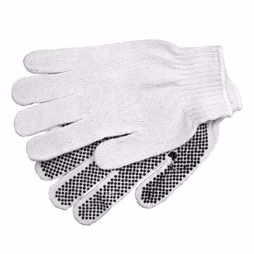Picture of White Cotton Work Gloves with Rubber Grippers, 12 Pairs