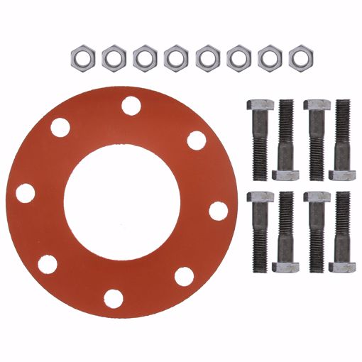 Picture of 4" Red Rubber Full Face Gasket Kit, 5/8" x 3" Bolt Size