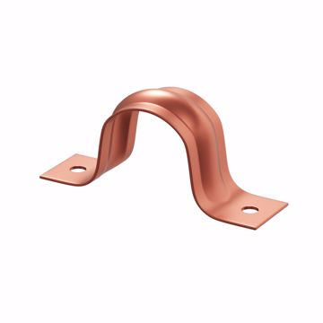 Picture of 1/4" CTS Pipe Strap, Two-Hole, Copper Clad, Carton of 500