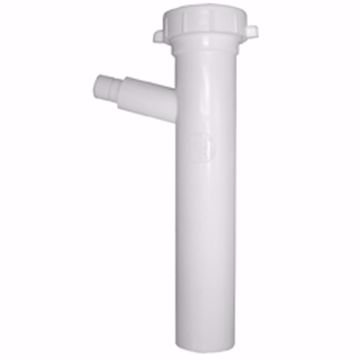 Picture of 1-1/2" x 8" x 1/2" White Plastic Slip Joint Dishwasher Tailpiece