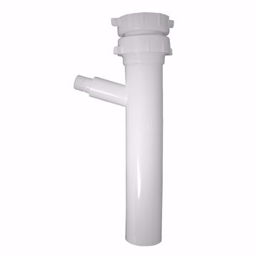 Picture of 1-1/2" x 8" x 1/2" White Plastic Direct Connection Dishwasher Tailpiece