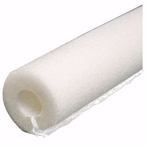 Picture of 5/8" ID (1/2" CTS 3/8" IPS) Self-Sealing White Polyethylene Foam Pipe Insulation, 1/2" Wall Thickness, 300 ft. per Carton