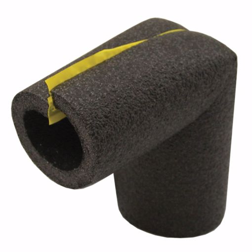 Picture of 1-1/4" ID Self-Sealing Black Polyethylene Foam Pipe Insulation Elbow, 3/8" Wall Thickness