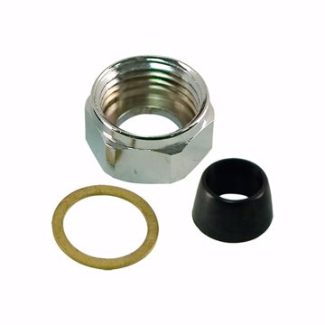 Picture of 1/2" IPS x 1/2" Chrome Plated Brass Basin Nut with Cone Washer and Friction Ring