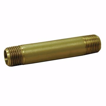 Picture of 1/8" x 2-1/2" Red Brass Pipe Nipple, Bag of 5