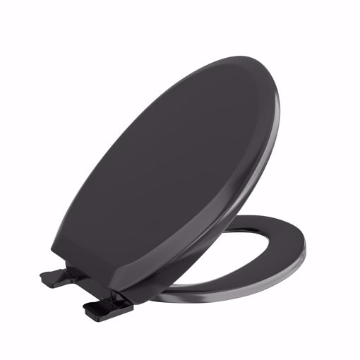 Picture of Black Premium Plastic Toilet Seat, Closed Front with Cover, Slow-Close and QuicKlean® Hinges, Elongated
