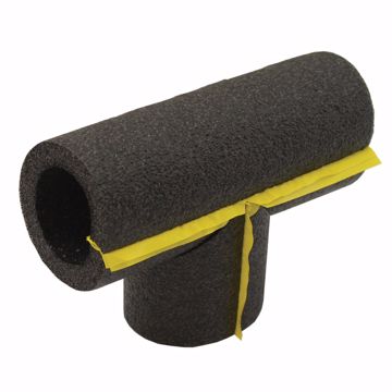 Picture of 3/4" ID Self-Sealing Black Polyethylene Foam Pipe Insulation Tee, 3/8" Wall Thickness