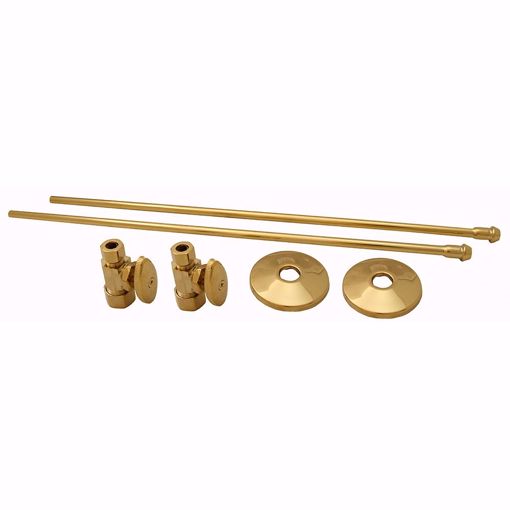 Picture of Polished Brass 3/8" x 20" Lavatory Supply and 3/8" x 5/8" Straight Stop Kit