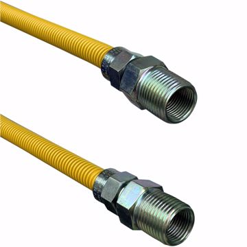 Picture of 3/8" OD (1/4" ID) X 18" Long,  1/2" Male Pipe Thread X 1/2" Male Pipe Thread, Yellow Coated Corrugated Stainless Steel Gas Connector