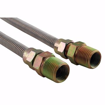 Picture of 5/8" OD (1/2" ID) X 18" Long,  1/2" Male Pipe Thread X 1/2" Male Pipe Thread, Uncoated Corrugated Stainless Steel Gas Connector