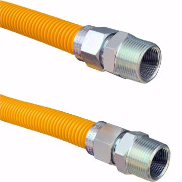 Picture of 1" OD (3/4" ID) X 18" Long,  3/4" Male Pipe Thread X 3/4" Male Pipe Thread, Yellow Coated Corrugated Stainless Steel Gas Connector