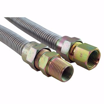 Picture of 1/2" OD (3/8" ID) X 48" Long, 1/2" Female Pipe Thread X 1/2" Male Pipe Thread, Uncoated Corrugated Stainless Steel Gas Connector