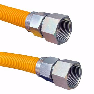 Picture of 1" OD (3/4" ID) X 18" Long,  3/4" Female Pipe Thread X 3/4" Female Pipe Thread, Yellow Coated Corrugated Stainless Steel Gas Connector