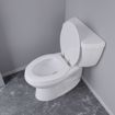 Picture of White Deluxe Molded Wood Toilet Seat, Closed Front with Cover, Brushed Nickel Hinges, Elongated