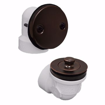 Picture of Oil Rubbed Bronze Two-Hole Lift and Turn Bath Waste Kit, Standard Half Kit, White Plastic