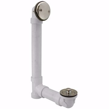 Picture of Chrome Plated Two-Hole Lift and Turn Bath Waste Kit, Standard Full Kit, White Plastic