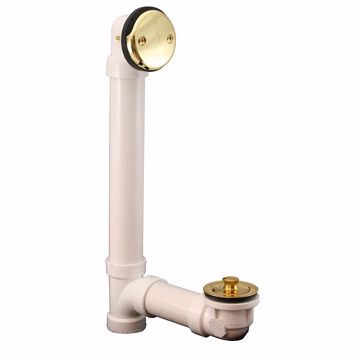 Picture of Polished Brass Two-Hole Lift and Turn Bath Waste Kit, Standard Full Kit, White Platic