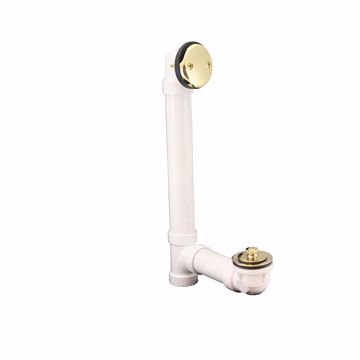 Picture of Polished Brass Two-Hole Friction Lift Bath Waste Kit, Standard Full Kit, White Plastic