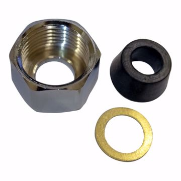 Picture of 1/2" IPS x 3/8" Chrome Plated Brass Basin Nut with Cone Washer and Friction Ring