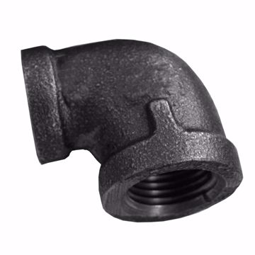Picture of 1-1/2" x 1-1/4" Black Iron 90° Reducing Elbow, Banded