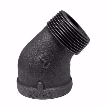 Picture of 1-1/4" Black Iron 45° Street Elbow, Banded