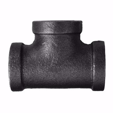 Picture of 1/2" x 1" Black Iron Reducing Tee, Banded