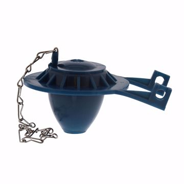 Picture of 2" Blue Vinyl Toilet Flapper with 9" Stainless Steel Chain and Hook