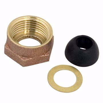 Picture of 5/8" x 1/2" Brass Ballcock Coupling Nut, Includes Cone Washer and Friction Ring