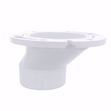 Picture of 3" x 4" PVC Offset Toilet Flange with Plastic Swivel Ring less Knockout