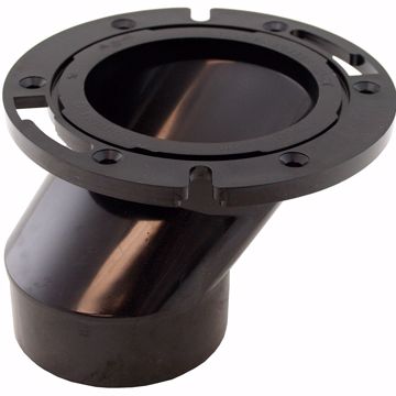 Picture of 3" x 4" ABS Offset Closet Flange with Plastic Swivel Ring less Knockout