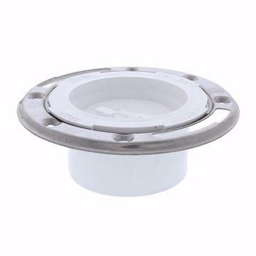 Picture of 3" x 4" PVC Closet Flange with Stainless Steel Ring and Knockout