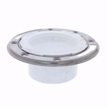 Picture of 3" x 4" PVC Closet Flange with Stainless Steel Ring less Knockout