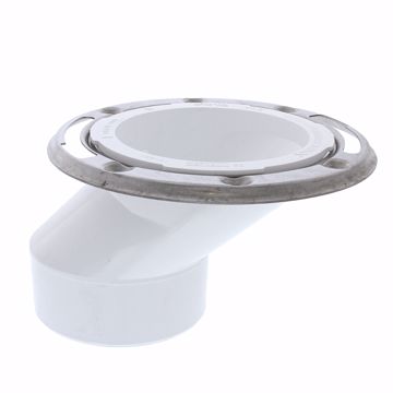 Picture of 3" x 4" PVC Offset Closet Flange with Stainless Steel Ring less Knockout