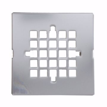 Picture of 4-1/4" Polished Stainless Steel Square Strainer, Snap-In