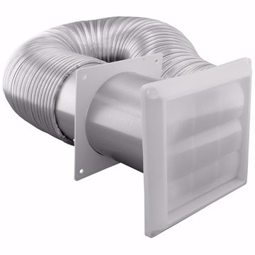 Picture of 4" x 8' Flexible Aluminum Duct with Louvered Hood and Metal Clamps for Dryer Vent