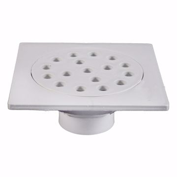 Picture of 9" x 9" PVC Square Utility Drain with Pipe Stop and 4" Hub